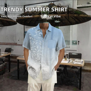 Camisa Hawaiana de Manga Corta para Hombre, Estampado Floral, Cierre de Botón, Transpirable, Estilo Casual, Moderno y a la Moda para Vacaciones - Product Image 2