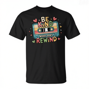 T-shirt pour les amoureux de la musique, avec inscription « Be Kind Words Don't Rewind », style vintage des années 80 et 90 - Product Image 2