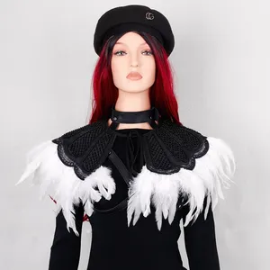 Sorceress tüy şal eşarp gotik tüy kadınlar performans ayarlamak cadı tüy Cosplay karnaval Rave parti kostüm