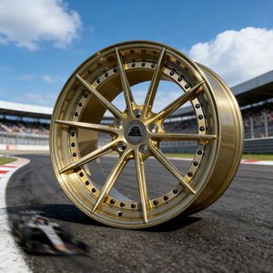 Rueda forjada de 2 piezas SenYao 6061-T6, radios en oro cepillado, borde en oro cepillado, ET35, personalizada para <span class=keywords><strong>Aston</strong></span> <span class=keywords><strong>Martin</strong></span> Vantage - Product Image 4