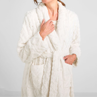 Vêtements de nuit personnalisés OEM ODM pour femmes, thermiques, super doux, manches longues, longueur totale, viscose/polyester, personnalisables, pyjamas, robes de chambre