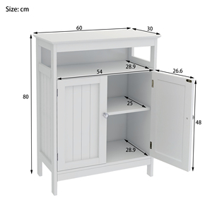 Bathroom Standing Storage Cabinet With Double <b>Shutter</b> Doors White - Product Image 5