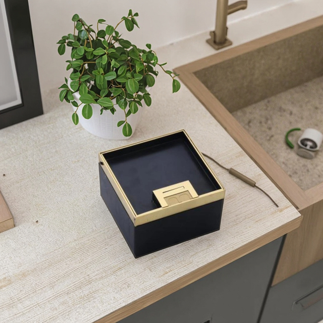 Industrial Stainless Steel Floor Power Box 16A NFC Hidden Recessed Kitchen Socket