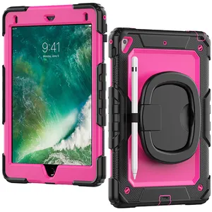 Rotatable Handle Grip Stand Screen Film Tablet Cover untuk iPad 9.7 2017 2018/Air 2 Universal Silicone Shockproof Rugged Case