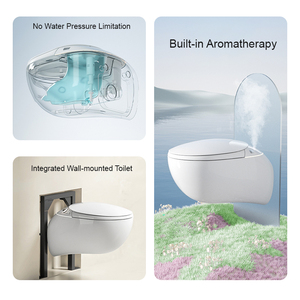 <span class=keywords><strong>Toilette</strong></span> intelligente murale avec siège chauffant et chasse <span class=keywords><strong>d</strong></span>'eau automatique pour salles de bain compactes - Product Image 5