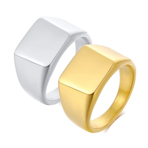 15year Factory Stainless Steel Gold Plated Custom Engraved Cluster Men's <b>Ring</b> - Product Image 1