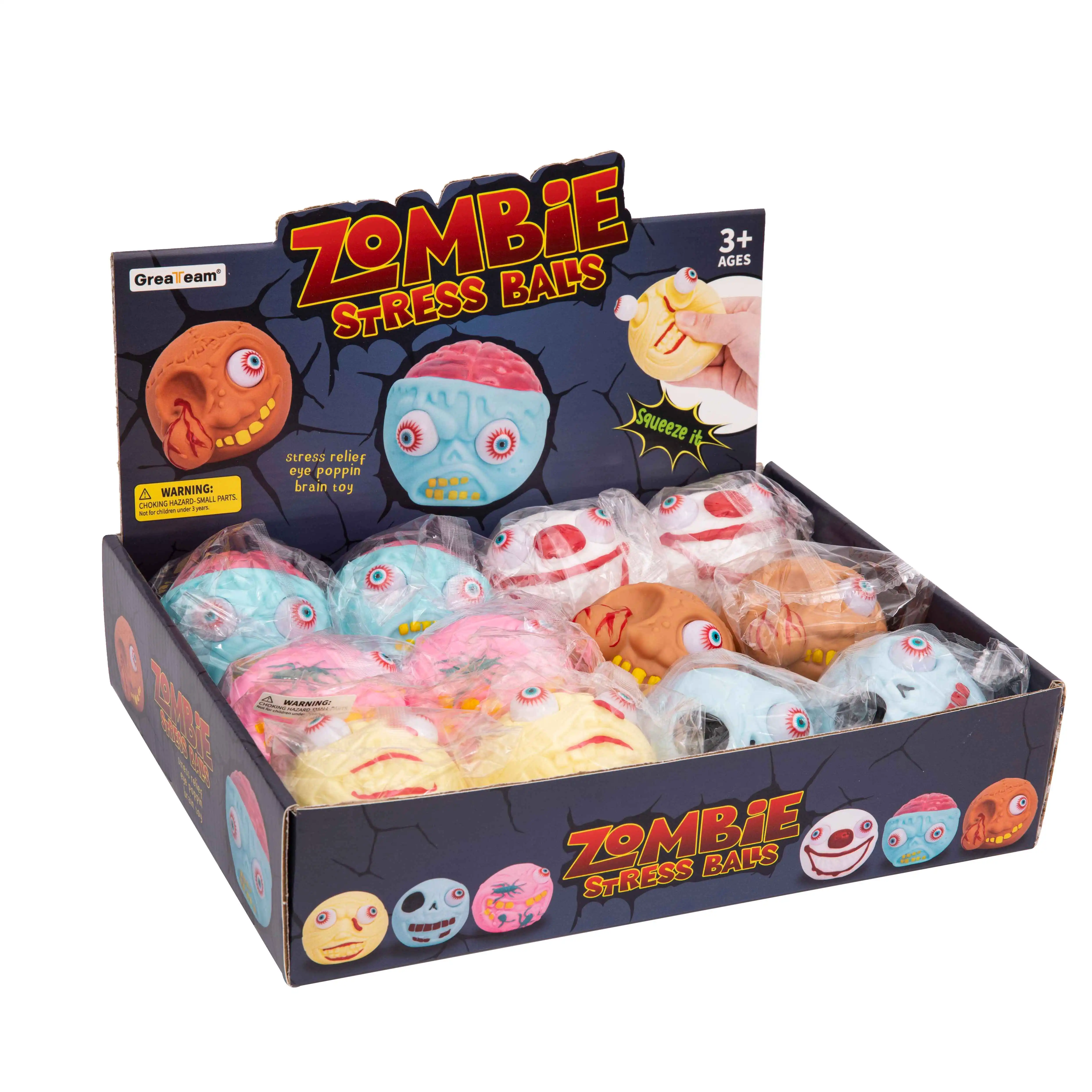 Zombie stress balls skull secompression Toy Display Box giocattoli educativi per bambini giocattoli di decompressione