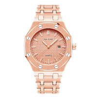 PS1453 montre classique en acier inoxydable doré étanche calendrier date aiguilles lumineuses montres à quartz de luxe pour hommes