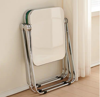 Table d'appoint pliable moderne en acier inoxydable transparent en acrylique, petite et portable, pour le camping, l'extérieur et le salon