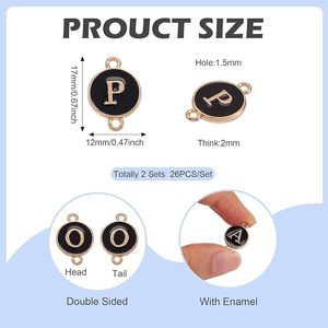 Abalorios de letras del alfabeto esmaltados de doble cara, conectores de aleación de oro de doble cara de la A a la Z para pulseras, collares y pendientes DIY - Product Image 3
