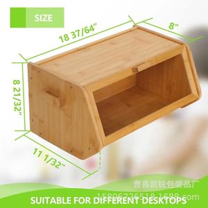Caja de pan de bambú de una sola capa, rectangular, para conservar la frescura, almacenamiento de cocina para pan y refrigerios - Product Image 4