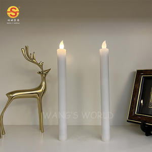 <strong>White</strong> Wax LED Flickering Tapered <strong>Candles</strong> D2.1*H25cm 2*AAA Battery Operated <strong>Taper</strong> <strong>Candles</strong> - Product Image 1