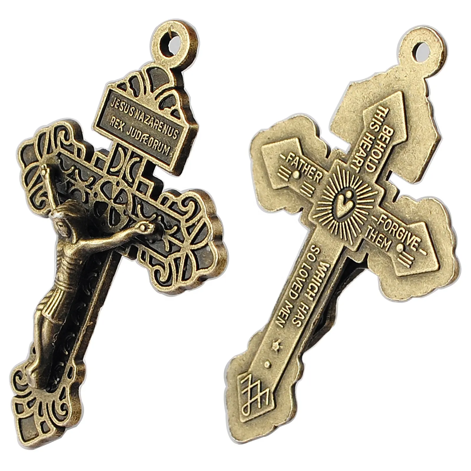 Crucifixo de parede católico, 55x33mm, antiguidade, banhado em liga de metal, crocifixo e pingente em cruz