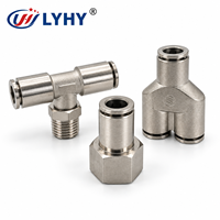 Raccords de tuyaux d'air série LYHY PHT en promotion, nickelés, tout en cuivre, hexagonaux externes, à enfoncer, pour tuyaux pneumatiques