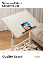 Table d'ordinateur portable en bois portable, pliable, ergonomique, réglable, convertible, pivotante et durable avec étagère intégrée pour bureau à domicile