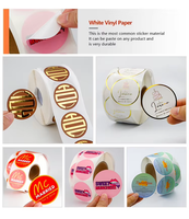Autocollants avec logo personnalisé |   Étiquettes circulaires imperméables, résistantes aux rayures et à l'huile pour bouteilles et bocaux |   Autocollants en papier synthétique coloré