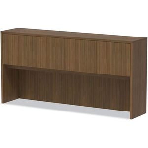 Alera Valencia Series Modern <b>Walnut</b> Hutch with Doors 4 Compartments 70.63w X 15d X 35.38h Desktop & <b>Drawer</b> Organizer - Product Image 5