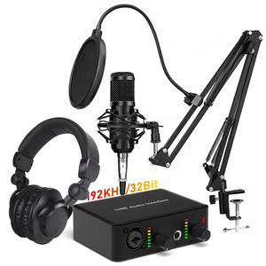 Bộ tai nghe micro tụ điện chuyên nghiệp, thiết bị thu âm podcast, thiết bị phòng thu âm nhạc, giao diện âm thanh USB, bộ card âm thanh - Product Image 1