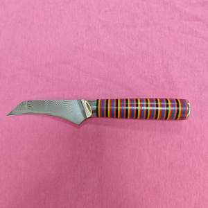 Damasco in acciaio curvo piccolo coltello da cucina affilato rasoio coltelli da cucina abbinamento colorato tessuto in fibra di vetro resina epossidica manico - Product Image 2