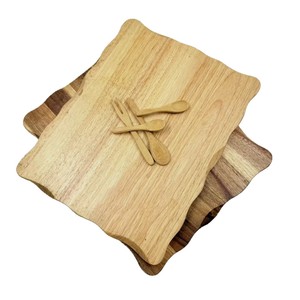 Planche à découper carrée en bois de caoutchouc, 35.5x28x1.5cm, pour couper les légumes et les fruits, utilisation en voyage et en camping - Product Image 2