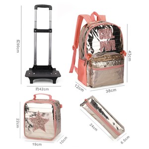 Juego de 3 bolsos de cuero PU para niños, <span class=keywords><strong>mochila</strong></span> escolar <span class=keywords><strong>con</strong></span> <span class=keywords><strong>ruedas</strong></span> para llevar - Product Image 1