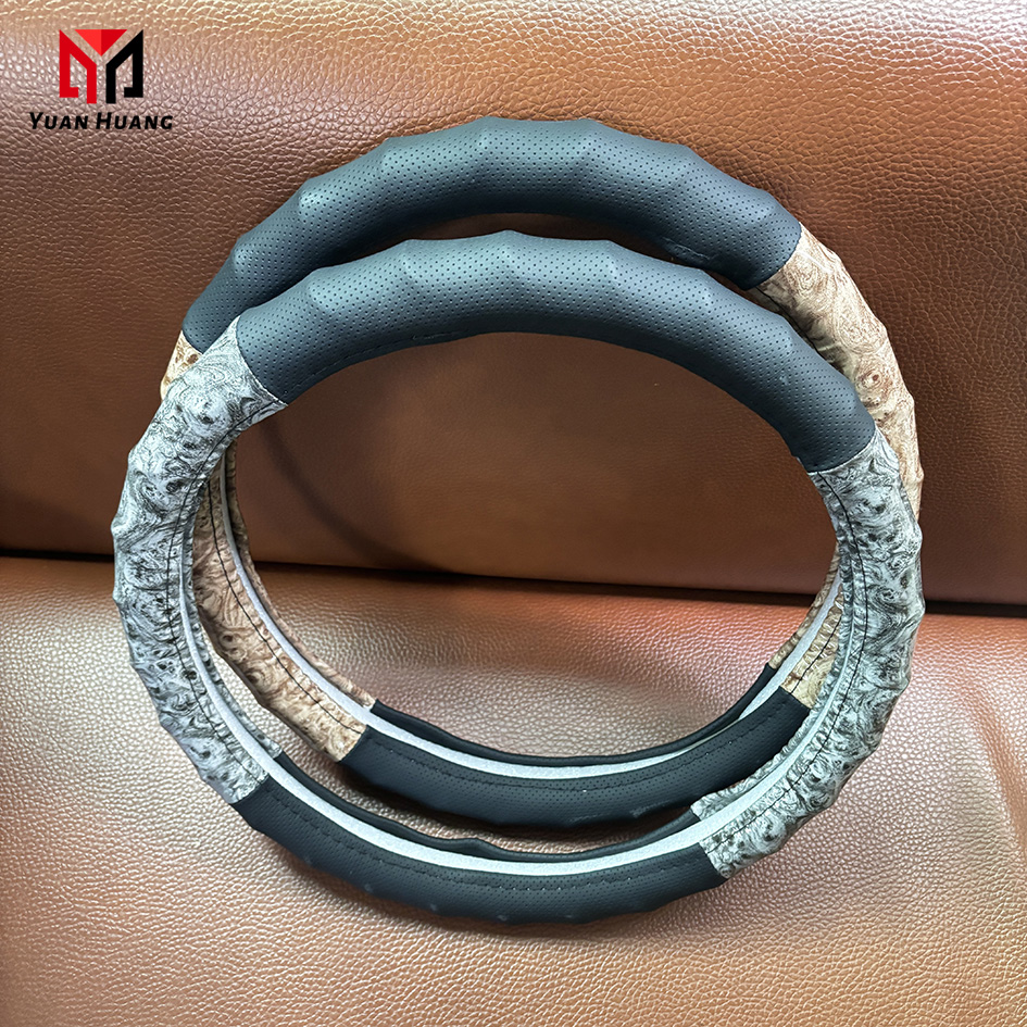 YH JQ498 Breathable Anti-Slip Wooden Steering Wheel Cover - Car Interior Accessories