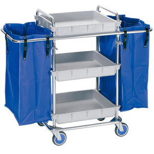 Carrello multiuso a 3 livelli grigio con capacità di 77 litri e borse laterali blu per stoccaggio e trasporto - Product Image 2