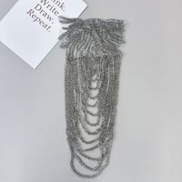 Accessoire d'épaule en dentelle pailletée avec chaîne de pompon 3D avec strass pour robe de mariée vêtements de cérémonie patch de broderie en or