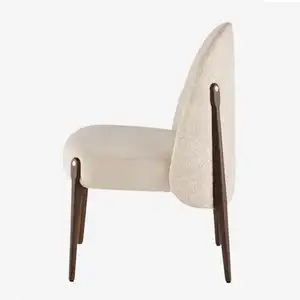 High quality velvet upholstery Dining chair Brown/Walnut ash solid wood chair Hotel Restaurant Lamb velvet modern dining chair