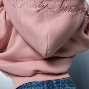 เสื้อฮู้ดแฟชั่นผ้าฝ้ายโอเวอร์ไซส์แบบซิปผูกโบว์ทรงโอเวอร์ไซส์สำหรับฤดูใบไม้ผลิฤดูใบไม้ร่วง - Product Image 5