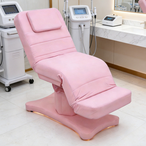 Cama de Pestañas Rosa Ajustable para Spa y Clínica de Tatuajes de Belleza, con Soporte para Posiciones Acostada y Sentada, Cama de Belleza Eléctrica - Product Image 1
