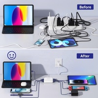 Chargeur de bureau PD 20W 8 ports Type-C QC3.0 Super Rapide avec câble blanc, prise UE, boîtier d'entrée CA pour téléphones Android et montres