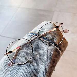 Montures de lunettes ovales Qianai en métal, monture intégrale, verres PC anti-lumière bleue, unisexe, style coréen N1-88875 - Product Image 1