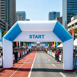Ligne de départ géante gonflable <span class=keywords><strong>Arche</strong></span> publicitaire <span class=keywords><strong>Portique</strong></span> d'événement personnalisé avec impression de logo pour les marathons, les courses et les promotions sportives - Product Image 1