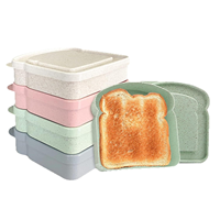 Boîte à sandwich rectangulaire rose en plastique multifonctionnelle, légère, durable, écologique et sans BPA, réutilisable