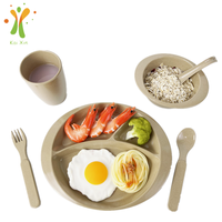 Ensemble de repas pour enfants, design minimaliste, sans BPA, sans plastique, biodégradable, cuillère, fourchette, assiettes en coque de riz, accessoires pour bébés, alimentation