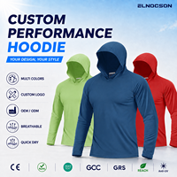 En gros, Sweat à capuche de pêche haute performance pour hommes, séchage rapide, protection UV UPF 50, en polyester et soie glacée, uni, pour la pêche en mer