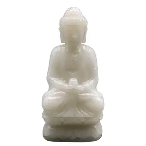 Wholesale big carving angel crystal white marble natural crystal lion animal carving crystal buddha carving for sell