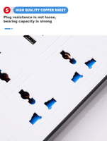 Multiprise électrique longue de 3 m, 6 prises, 3 ports USB, en cuivre, indice IP44, courant nominal 10A/16A, pour usage domestique et professionnel, prises UK, EU, AU