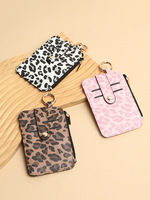 Porte-cartes à fermeture éclair imprimé léopard, multifonctionnel, en cuir PU, porte-monnaie, pochette, design personnalisé, porte-cartes d'identité et de crédit, vente chaude