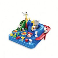 16*16cm Mavi 1:100 Ölçekli İnteraktif 4 Arabalı Yarış Pisti Slot Araba Modeli Eğitici Oyuncak Kurtarma Parkuru Macera Seti