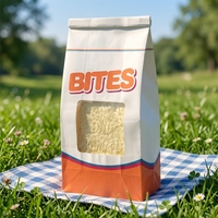 Sachet personnalisé en papier kraft blanc avec fenêtre et fermeture à lien métallique pour emballage de grains de café, biscuits, gâteaux et pain