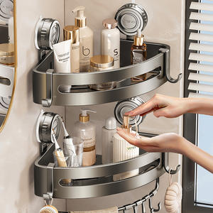 Estante de esquina para baño Blue Vine, triangular, de una sola capa, duradero, montado en la pared, para lavabo, ducha, inodoro. - Product Image 4