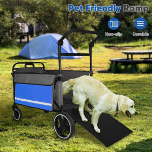 उच्च गुणवत्ता वाले नीले फोल्डेबल पोर्टेबल एल्यूमीनियम लक्जरी फैशन जिपर पालतू कुत्ते वैगन ट्रॉली वाहक कुत्ते के साथ वाहक - Product Image 2