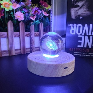 Giá Đỡ Đèn LED Bằng Gỗ Bắt Chước Đế Đèn Xoay Giống Như Gỗ Thay Đổi 7 Màu Đế Trưng Bày Pha Lê LED USB Để Trang Trí Trong Nhà - Product Image 2