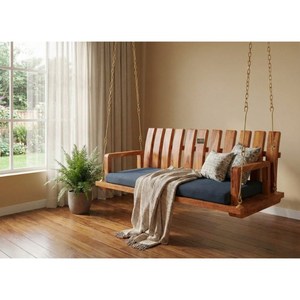 Nuevo Columpio Tradicional de Madera Maciza Hecho a Mano para el Hogar, Columpio de Madera de Teca Hecho a Mano, Columpio de Madera de Teca Tallado a Mano de Estilo Indio - Product Image 1