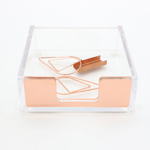 Thanh Lịch Rõ Ràng <span class=keywords><strong>Acrylic</strong></span> Lucite Rose Gold Trang Trí Memo Pad Chủ Tự Dính Bàn Lưu Ý Tổ Chức Văn Phòng Phụ Kiện Cho Nộp Hồ Sơ - Product Image 3