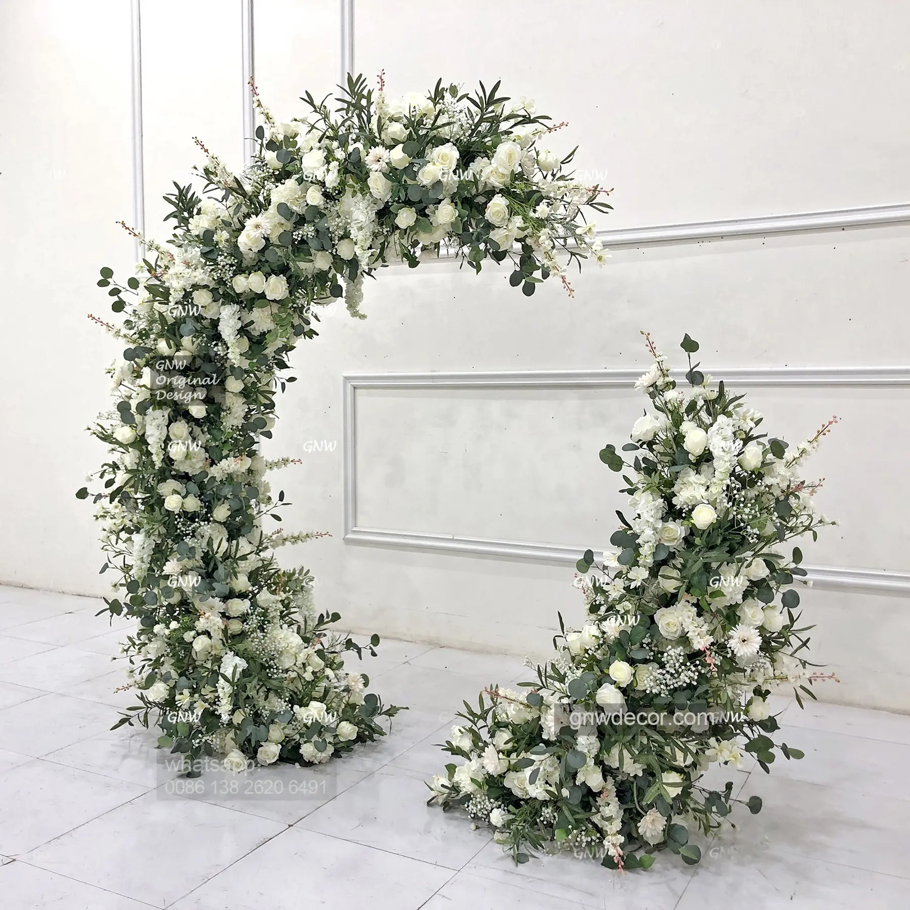 GNW Artificial Flower Backdrop Wedding Supplies Decorative Rental and sales baby breath Frame Arch Backdrop For Wedding Decor