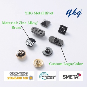 Yhg Oeko-Tex dập nổi Hợp kim kẽm Brass vít đinh tán kim loại đinh tán biểu tượng tùy chỉnh nút cho quần jean quần áo thời trang - Product Image 2