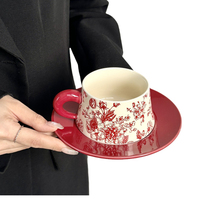 Ensemble tasse et soucoupe en céramique haute couture, idéal pour Instagram, pour couples et service de thé floral pour dames, ensemble de mugs en porcelaine